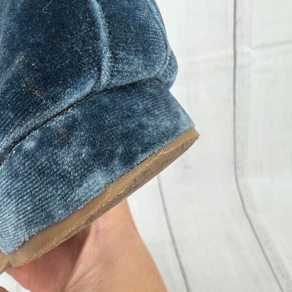 Old Navy Girls US Size 9 Blue Velvet Heel Ankle Boots Booties Side Zip - Picture 9 of 11